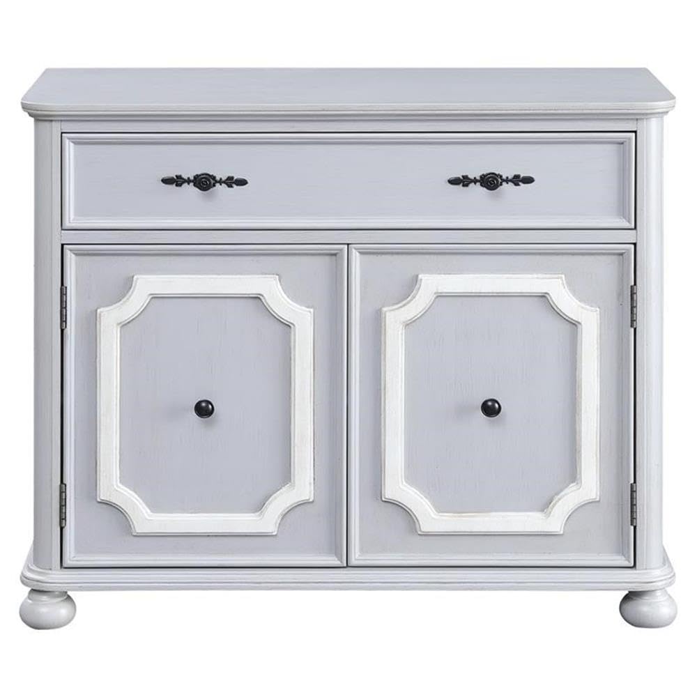Gray Acme Enyin Wooden 1-Drawer Storage Cabinet with Double Doors - Perfect for Bedroom Closet Organization & Living Room Decor