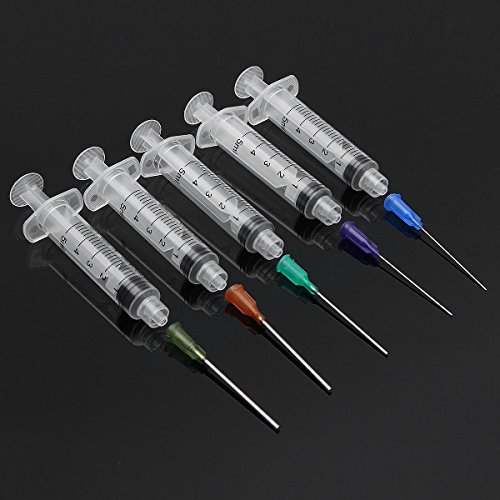 5Pcs 5Ml Blunt Tip Syringes with Sealed Press Tips - Perfect for Makeup, DIY Crafts, Oil Ink & Glue Application (Great for Tattoo Artists, Nail Art & Small Precision Tasks)