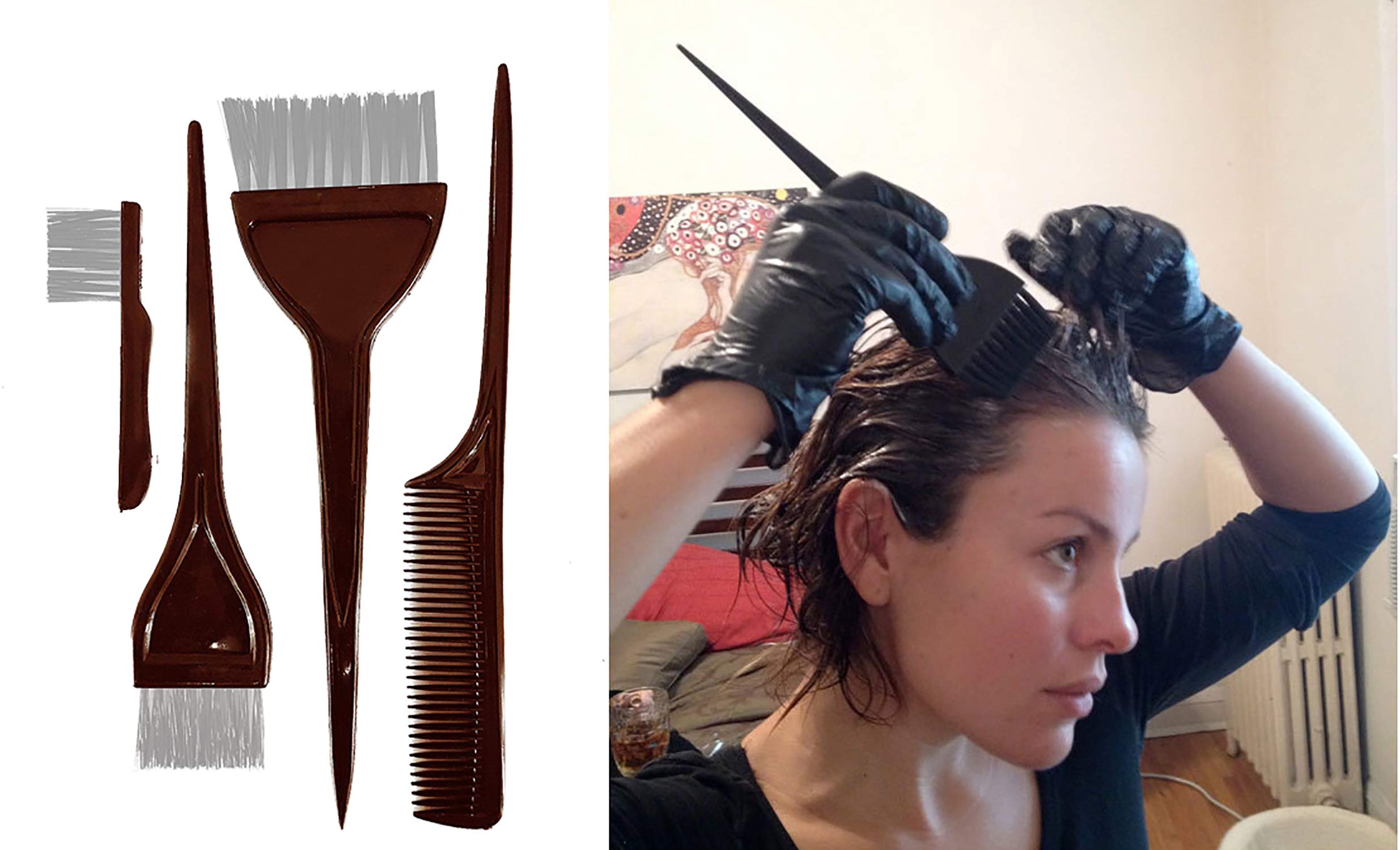 Majik Hair Dye Brush & Comb Set - Professional Hair Coloring Tools for Women & Men (25g, Brown) - Perfect for At-Home Hair Tinting, Highlights & Root Touch-Ups
