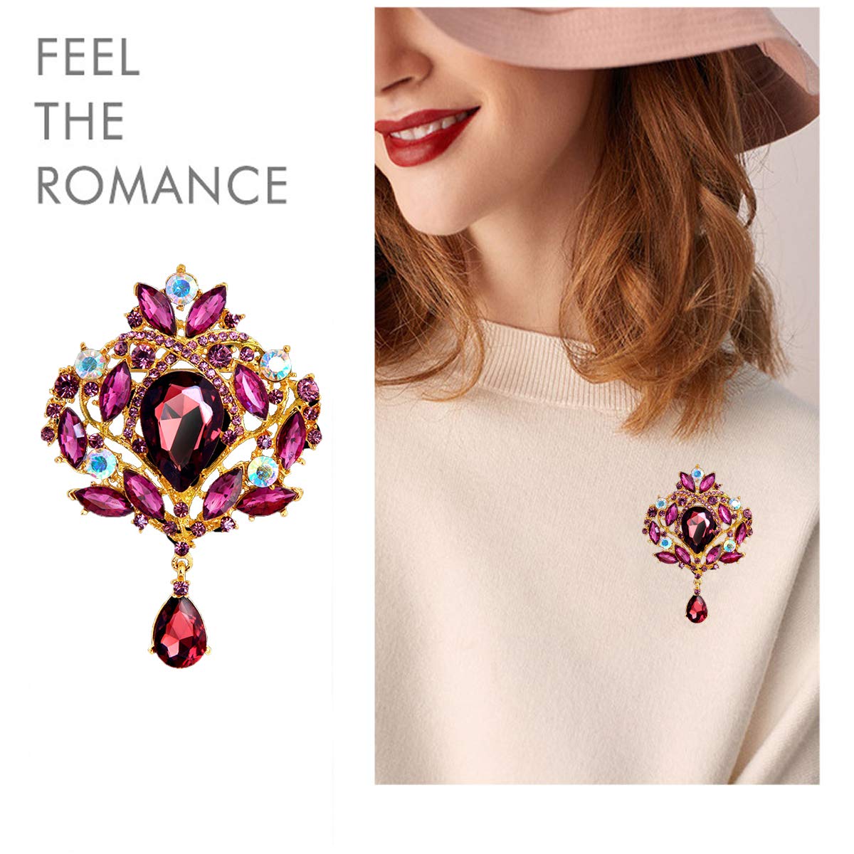 Seven Wolves Rhinestone Crystal Crown Brooch for Women - Elegant Dress Accessory