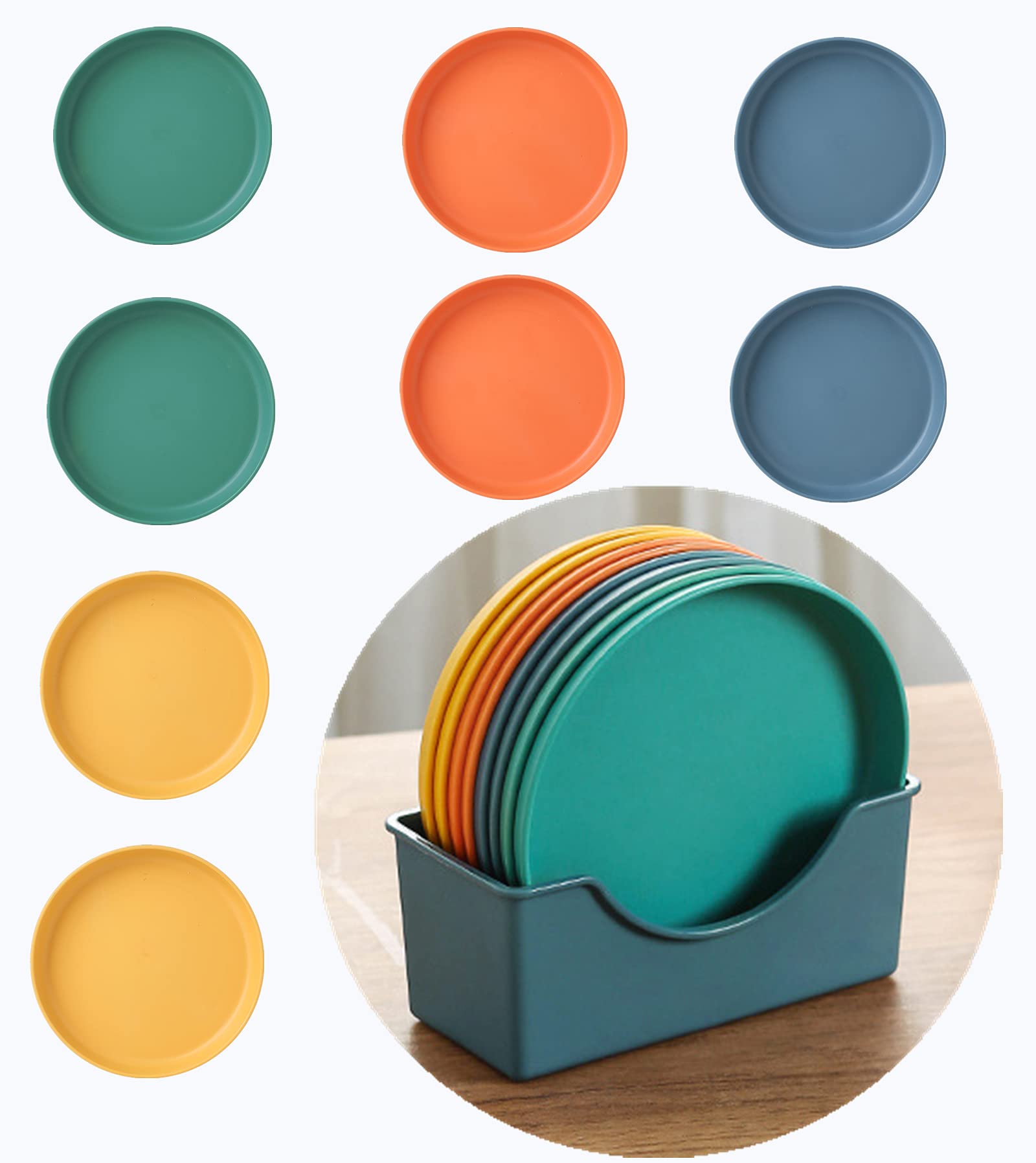 **8-Piece Round Appetizer & Dessert Plates Set - Small Serving Plates for Cake, Salad, Charcuterie & Dipping Sauce - Dishwasher Safe, Assorted Colors - Perfect for Parties, Entertaining & Everyday Dining**