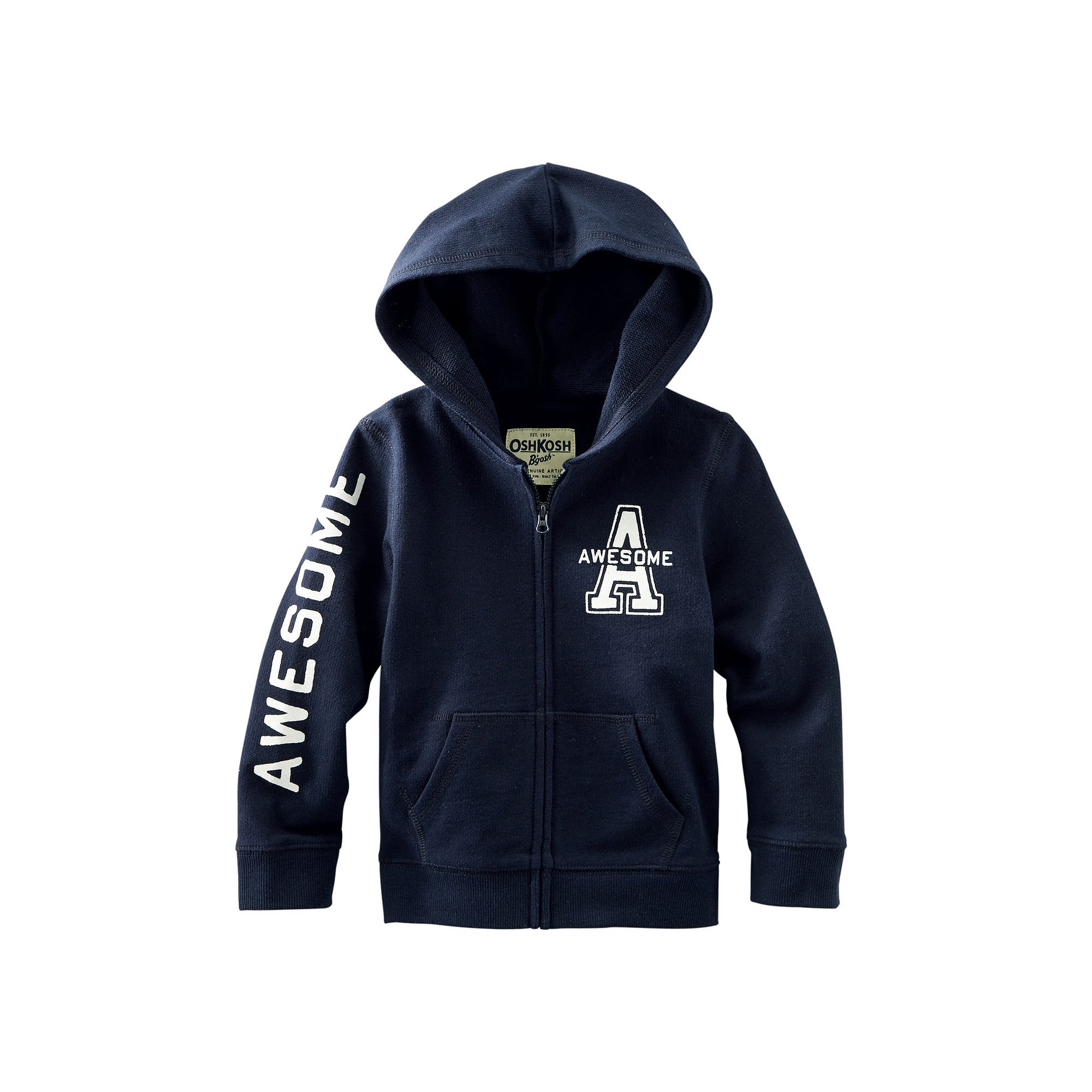 Carters OshKosh Navy Blue French Terry Hoodie for Toddlers 2T - Soft & Cozy Pullover for Boys & Girls, Perfect for Playdates & Outdoor Adventures