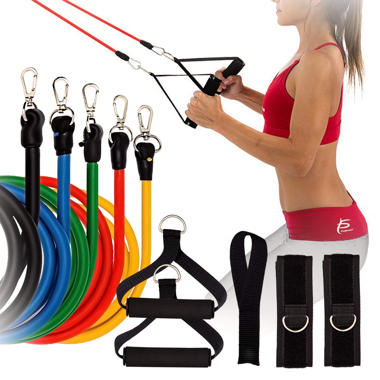 ZALU 11-Piece Resistance Bands Set for Home & Gym Workouts - 5 Exercise Loop Bands, Foam Handles, 2 Core Sliders, Door Anchor, Ankle Straps & Carry Bag - Perfect for Strength Training, Yoga, Pilates & Physical Therapy