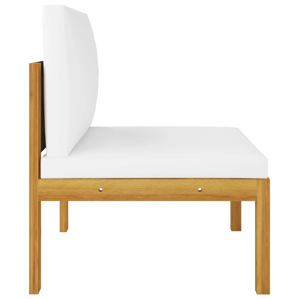 11-Piece Patio Lounge Set with Cushions - Cream Solid Acacia Wood Furniture (219 lbs) - Perfect for Outdoor Relaxation, Backyard, Garden & Poolside