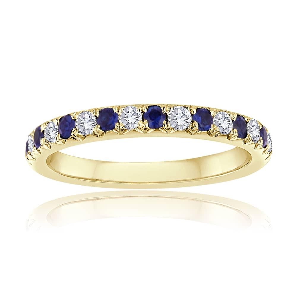 14K Gold 0.32 CTW Sapphire and Diamond Wedding Band Ring for Women - Perfect for Engagement, Anniversary & Special Occasions