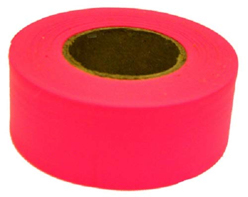 Hanson 150 ft x 1-3/16 Inch Glow in The Dark Pink Flagging Tape - 96 Pack for Surveying, Hiking, and Outdoor Marking