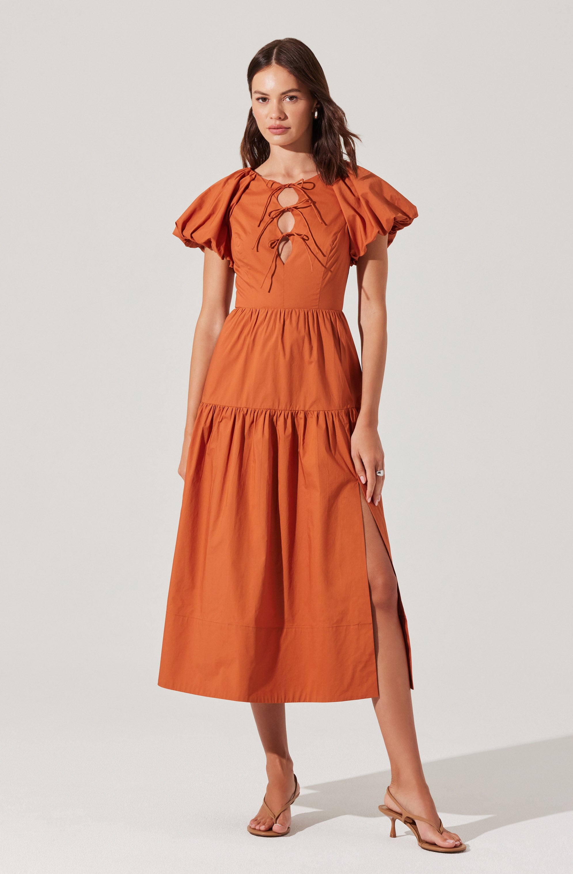 Aine Tie Front Midi Dress - Floral Print Summer Wrap Dress for Women, Perfect for Beach Vacation, Date Night & Office Wear