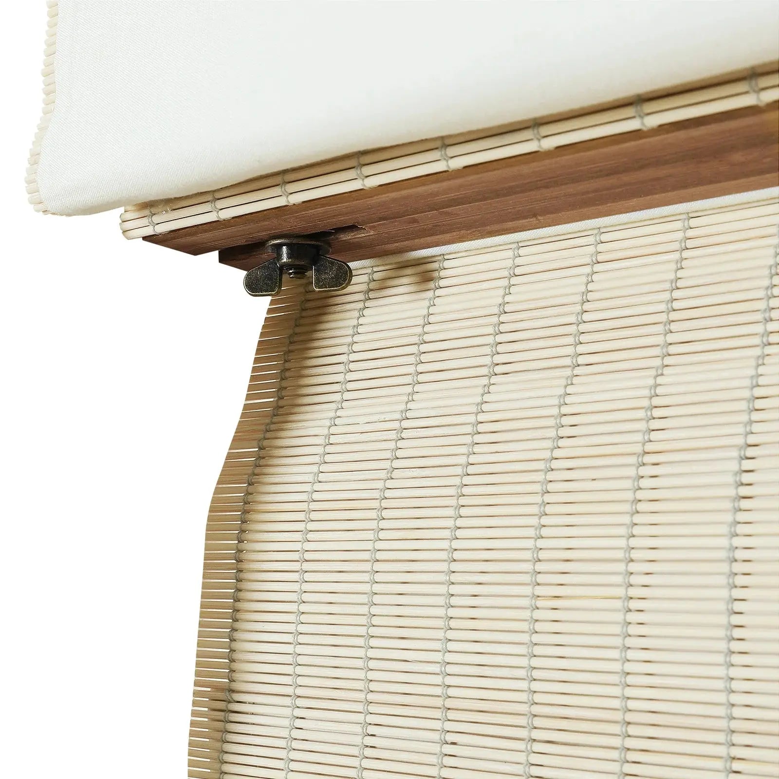 Sybil Bamboo Roman Shade - Ivory White Window Treatment for Living Room & Bedroom | Natural Light Filtering & Privacy