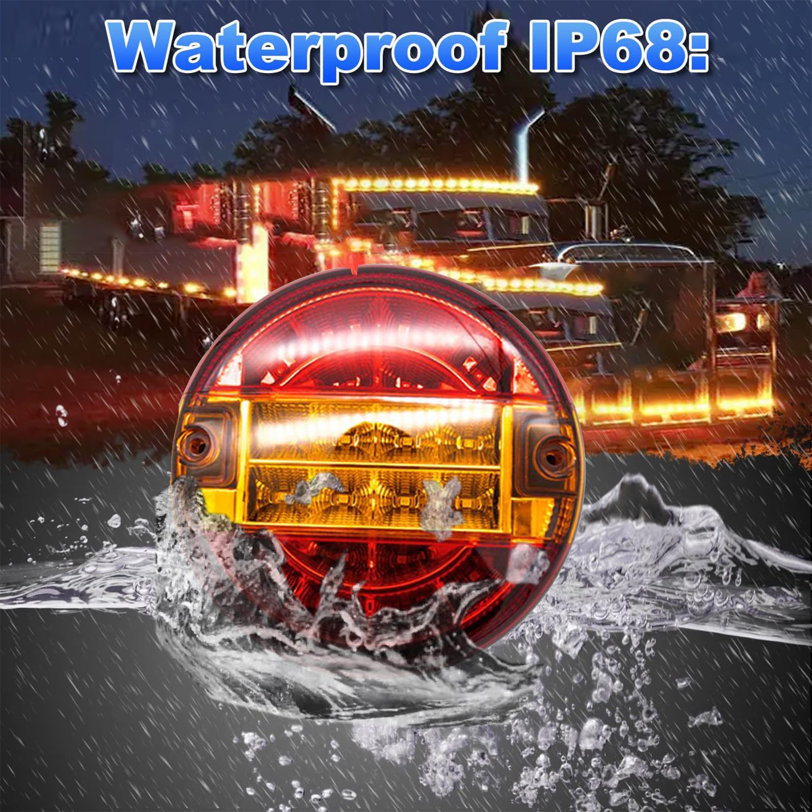 Universal LED Tail Side Marker Light - Red & Amber Front Rear Clearance Light with Turn Signal & Parking Indicator for Trailer Truck Night Driving | Durable Waterproof Design for Heavy Duty Vehicles & Commercial Transport