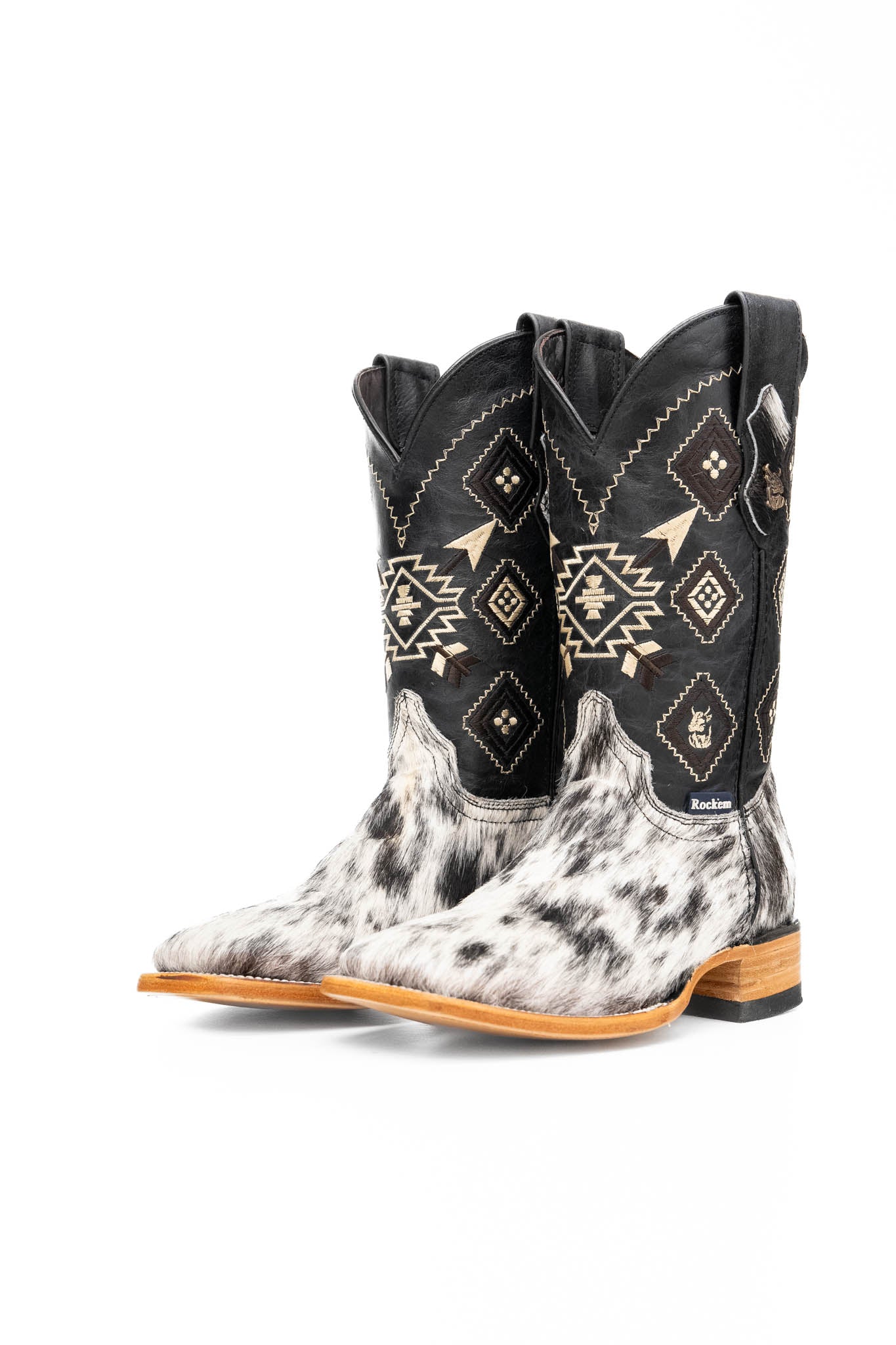 Authentic Men's Cowhide Square Toe Cowboy Boots - Size 7.5 - Western Style Rodeo & Country Fashion - Perfect for Line Dancing, Rodeos & Casual Wear