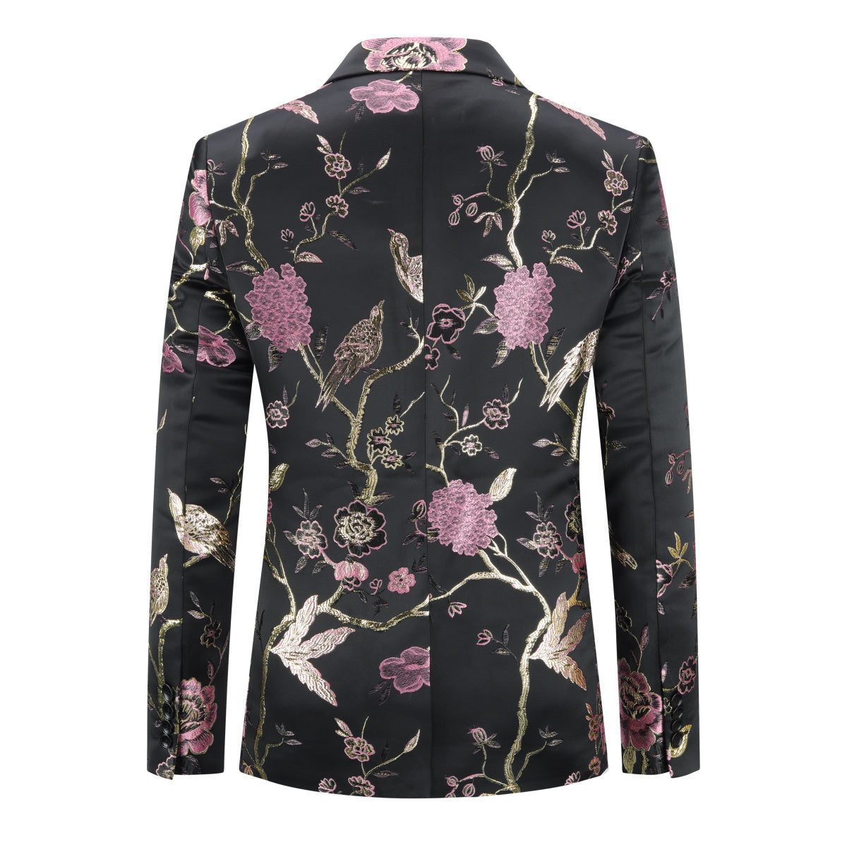 Men's Slim Fit One Button Notched Lapel Embroidered Blazer Jacket in Pink | Formal Business Attire & Wedding Suit | Perfect for Office, Cocktail Parties & Special Occasions