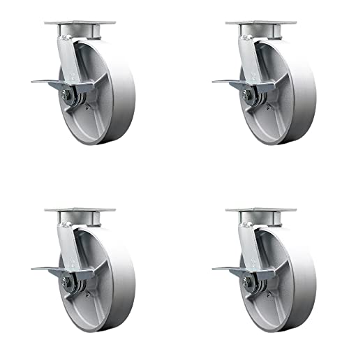 4 Swivel - Side Lock Brakes - Silver