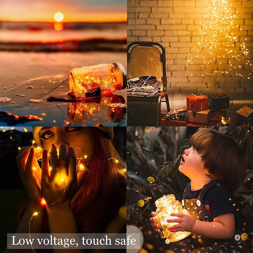 Sanniu 8 Pack Fairy Lights Battery Operated - 5m Warm White String Lights for Christmas, Wedding & Home Decor