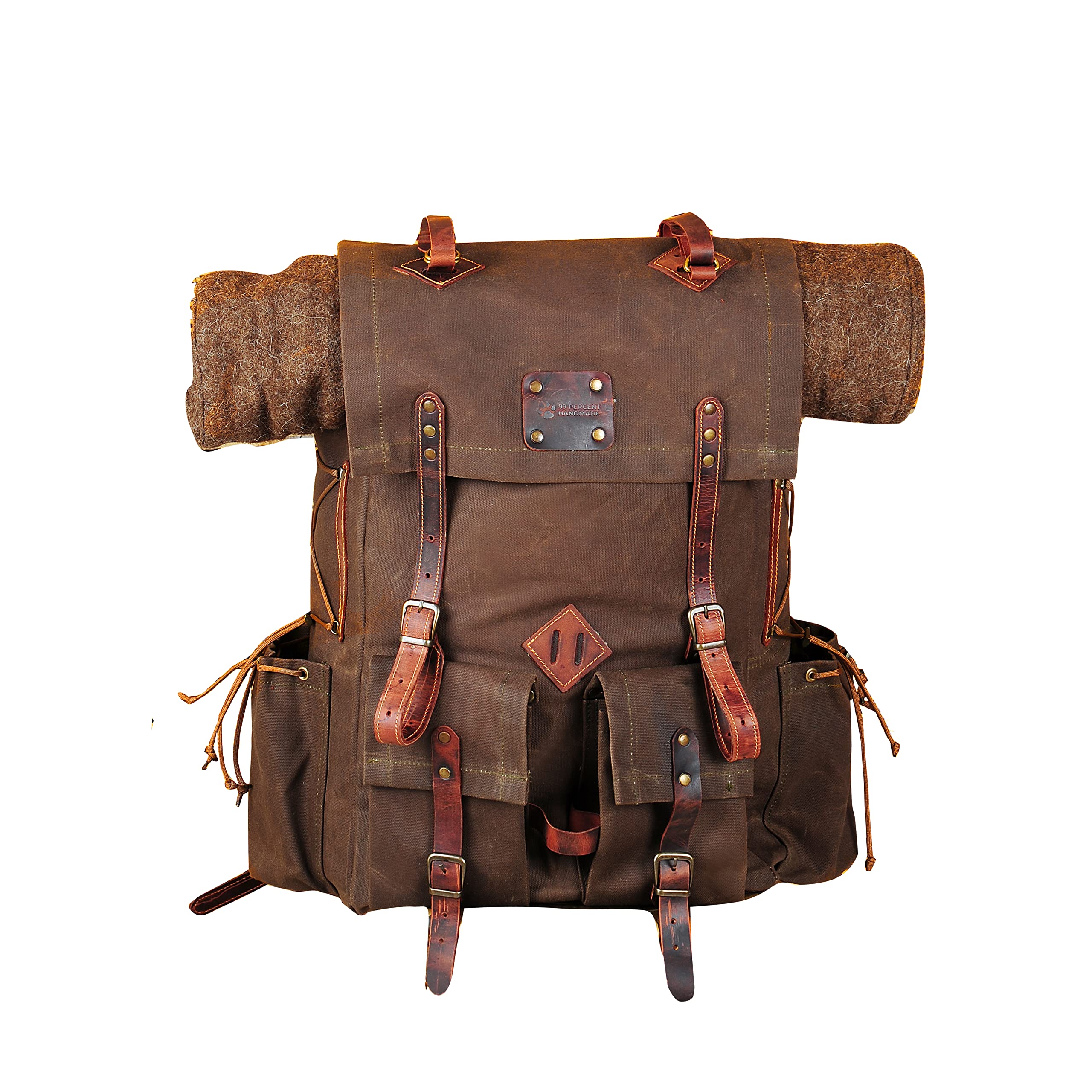 Handmade Bushcraft Backpack - 50L Waxed Canvas Rucksack for Camping, Hiking & Outdoor Adventures - Durable & Personalized Travel Bag