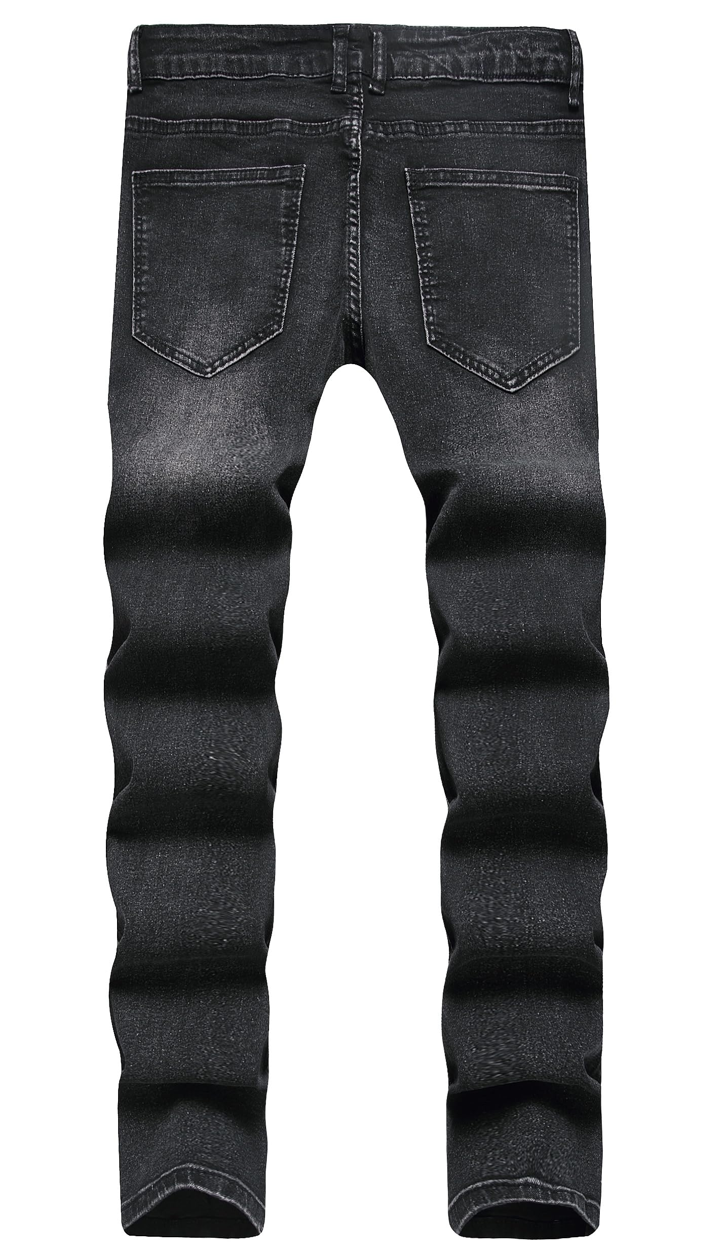 Men's Slim Fit Stretch Jeans - Ripped Distressed Straight Leg Black Denim Pants for Casual Wear & Street Style | Comfortable Everyday Fashion Jeans
