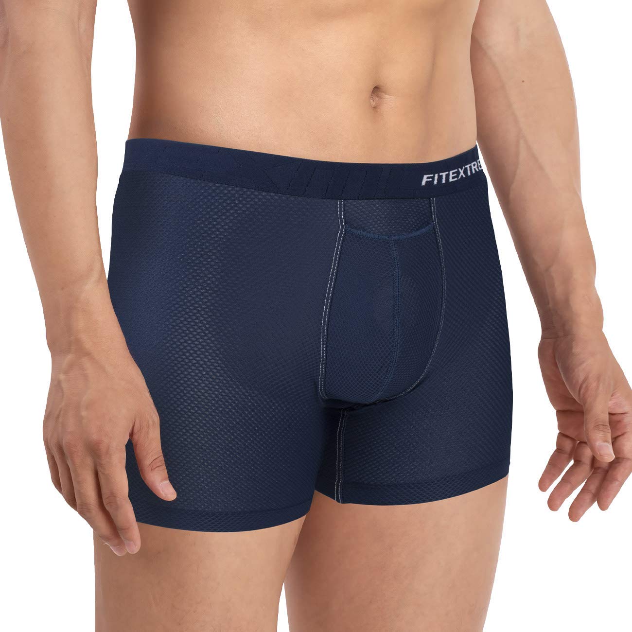 Breathable Waffle Mesh Men's Boxer Briefs with Separate Pouch & Open Fly - 3 Pack Multipack - Comfortable Underwear for Workout, Travel & Daily Wear