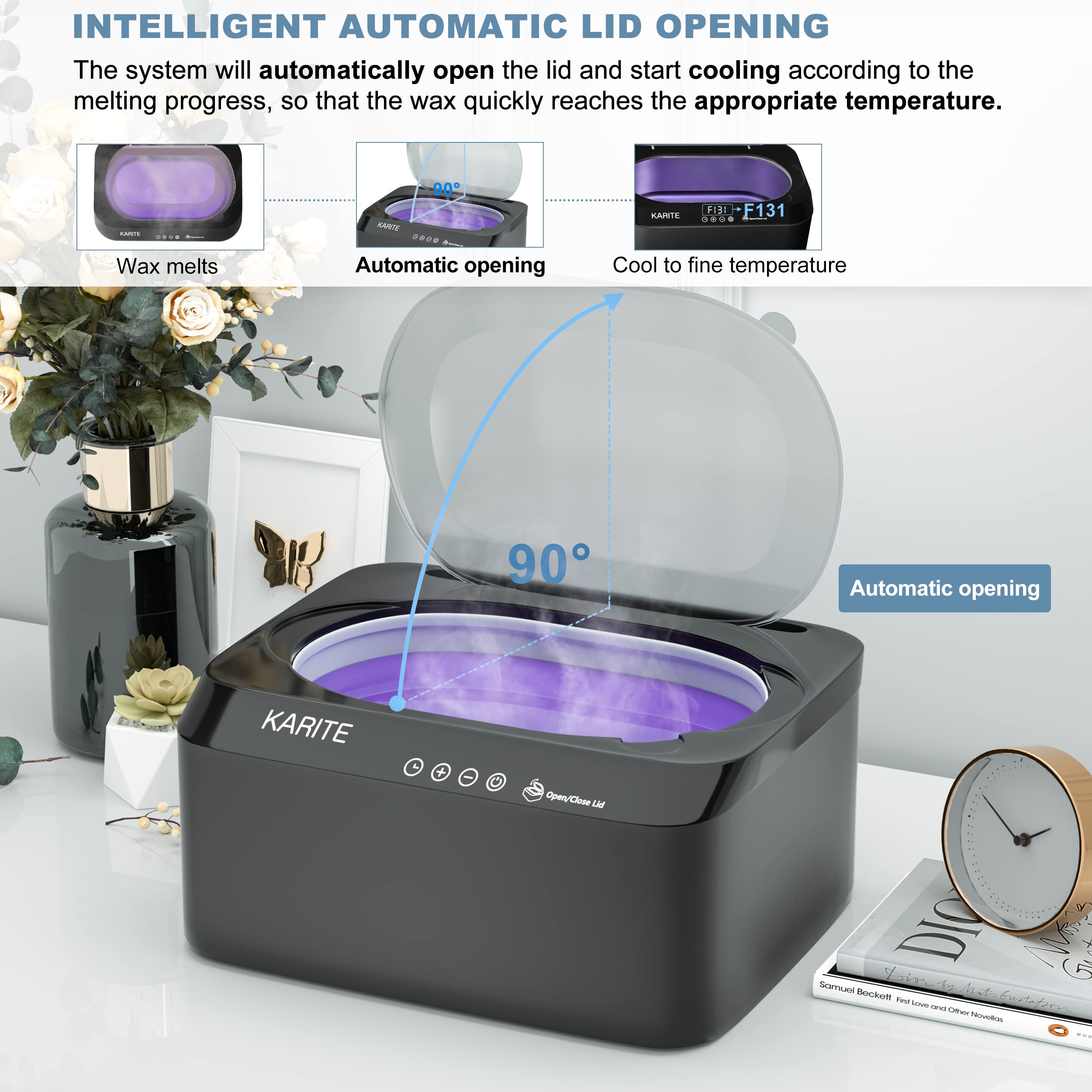 Professional Paraffin Wax Machine for Hands & Feet - Auto Open Lid, 4500ml Paraffin Warmer with 18 Refills - Fast 20Min Wax Melting & Precise Temperature Control - Perfect for Spa, Salon & Home Pedicure Treatments