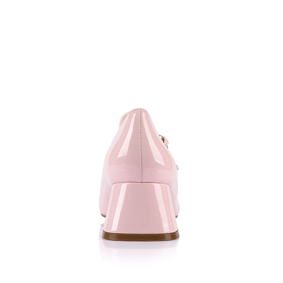 Kenna Mary Jane Block Heels - Blush Pink Patent Leather Women's Shoes for Work, Wedding & Special Occasions