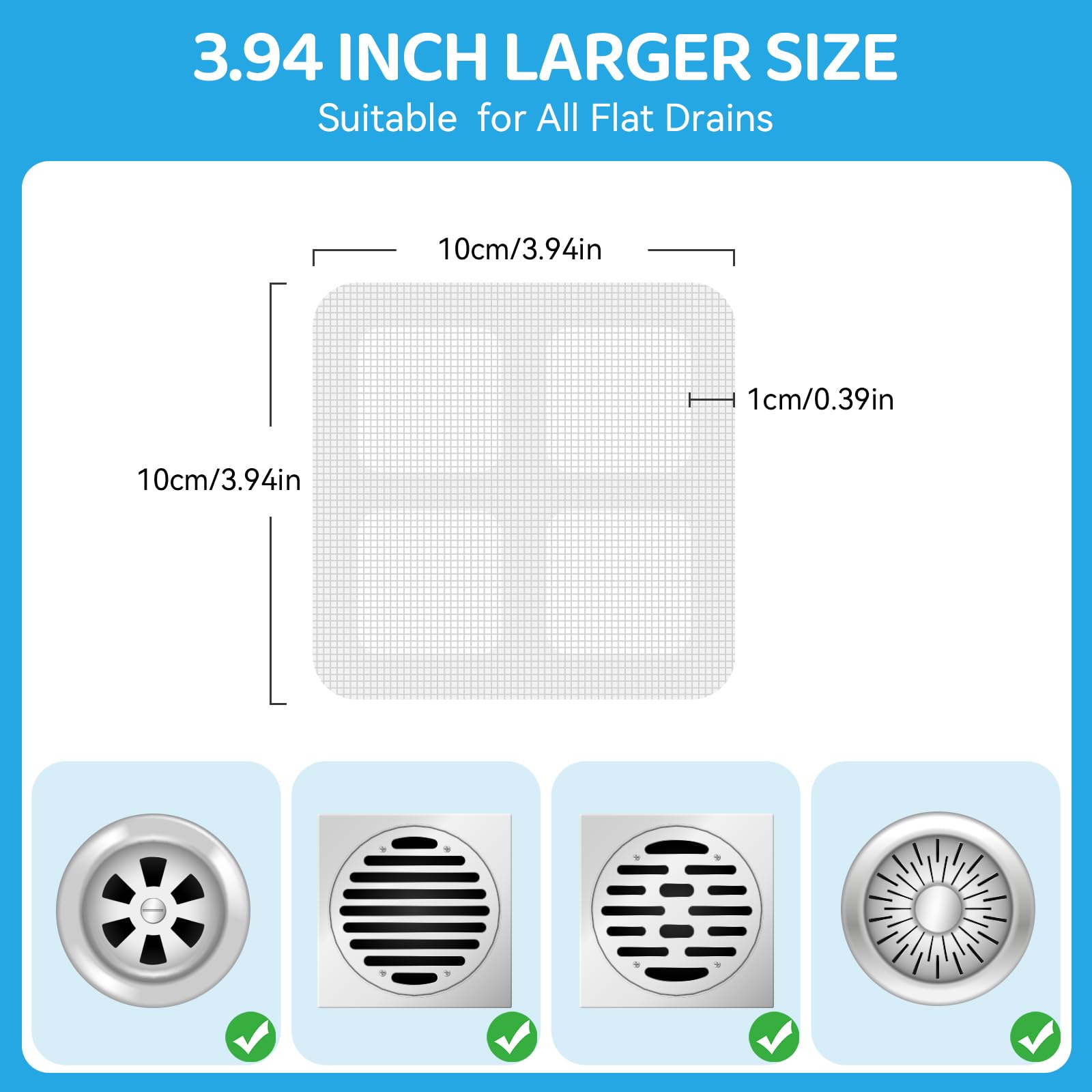 30 Pack Disposable Shower Drain Hair Catchers - Mesh Stickers for Bathroom, Washbasin, Bathtub & Kitchen Sink - Effective for Human and Pet Hair - Perfect for Home Cleaning and Hair Clog Prevention