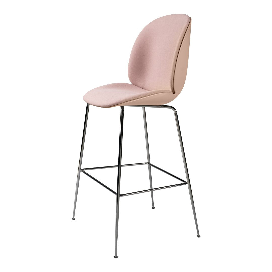 Stylish Beetle Bar Chair with Front Upholstery & Black Chrome Base - Perfect for Kitchen Islands, Home Bars, and Modern Dining Areas