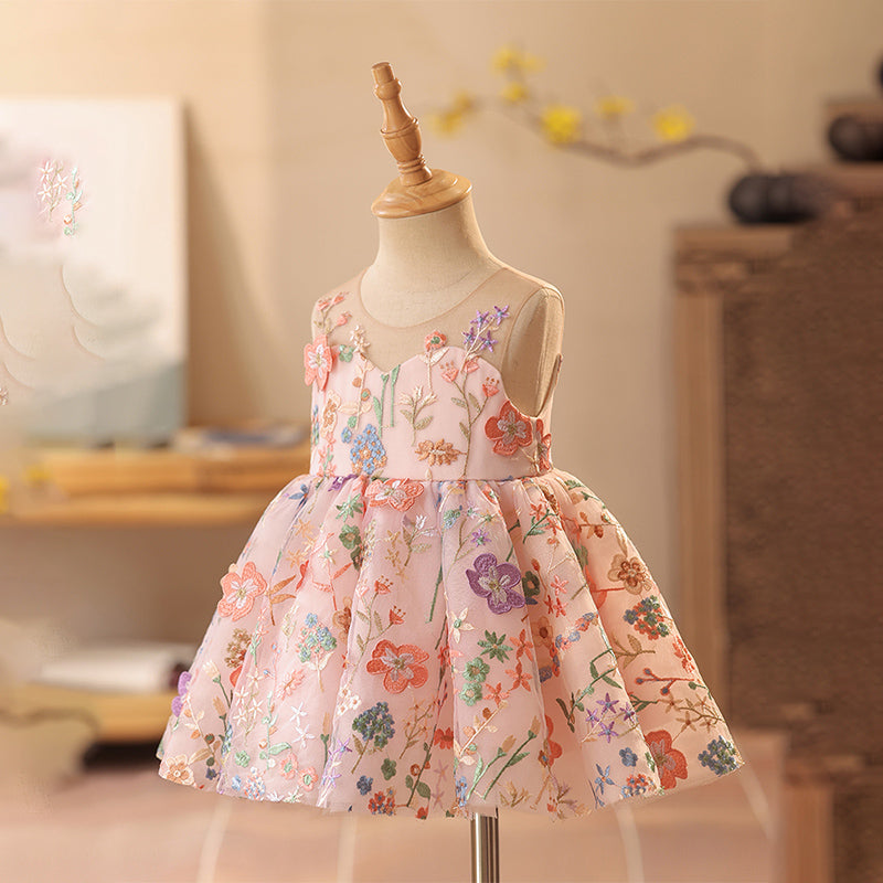 Adorable Baby Girl Puffy Sleeve Flower Dress - Toddler Pageant Princess Gown for Weddings & Special Occasions