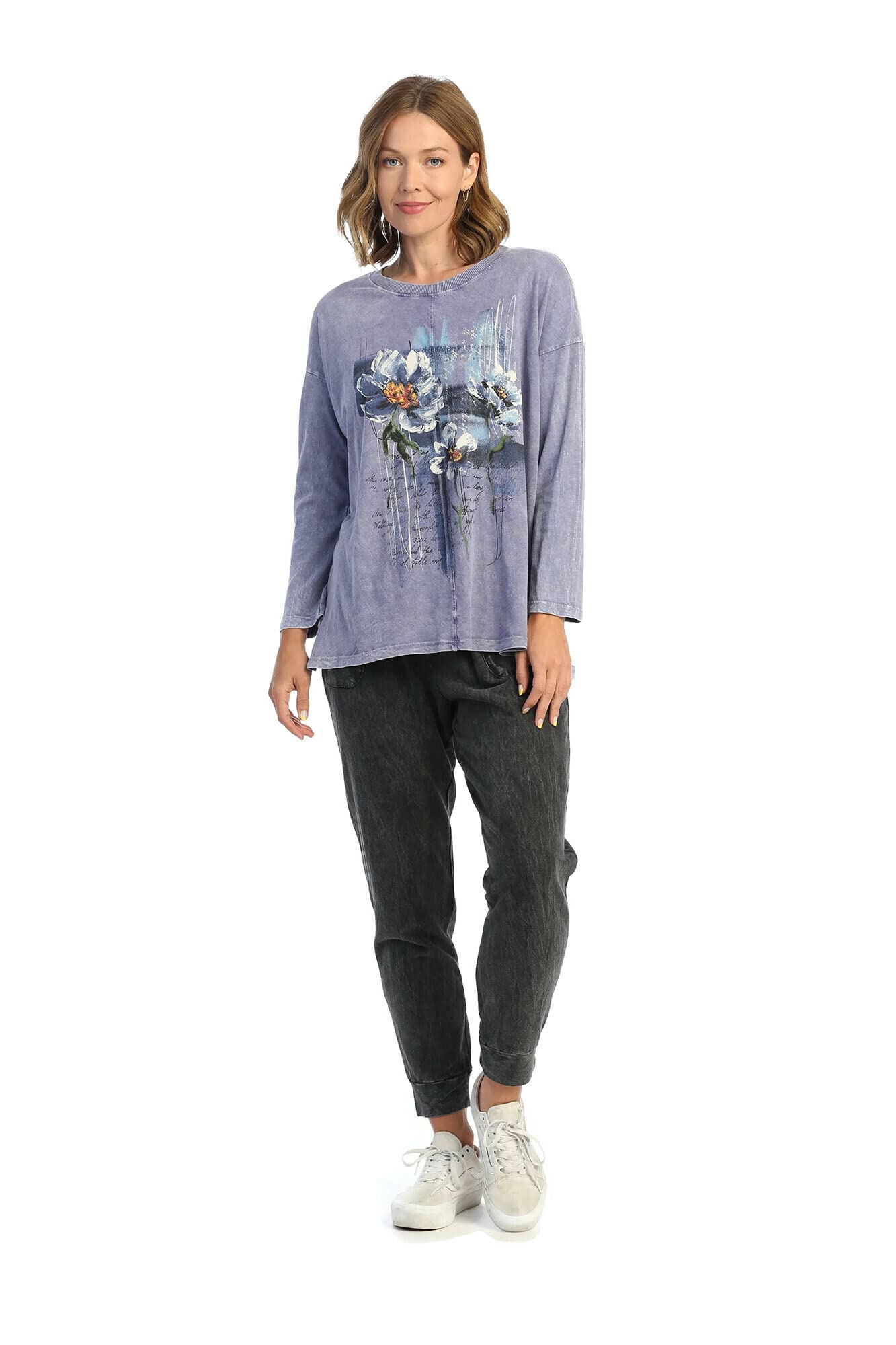Jess & Jane Women's Poetry Mineral Washed Cotton High-Low Tunic Top - Casual Boho Chic Blouse for Summer, Beach & Everyday Wear