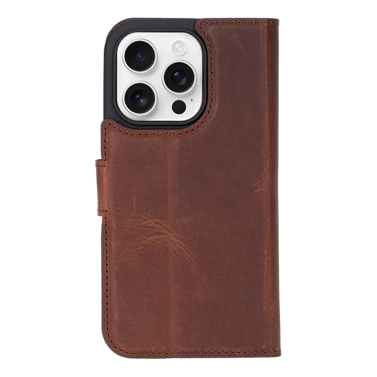 Vintage Brown Leather Wallet Case for iPhone 16 Pro - Slim Protective Phone Cover with Card Slots | Perfect for Everyday Use, Travel & Business