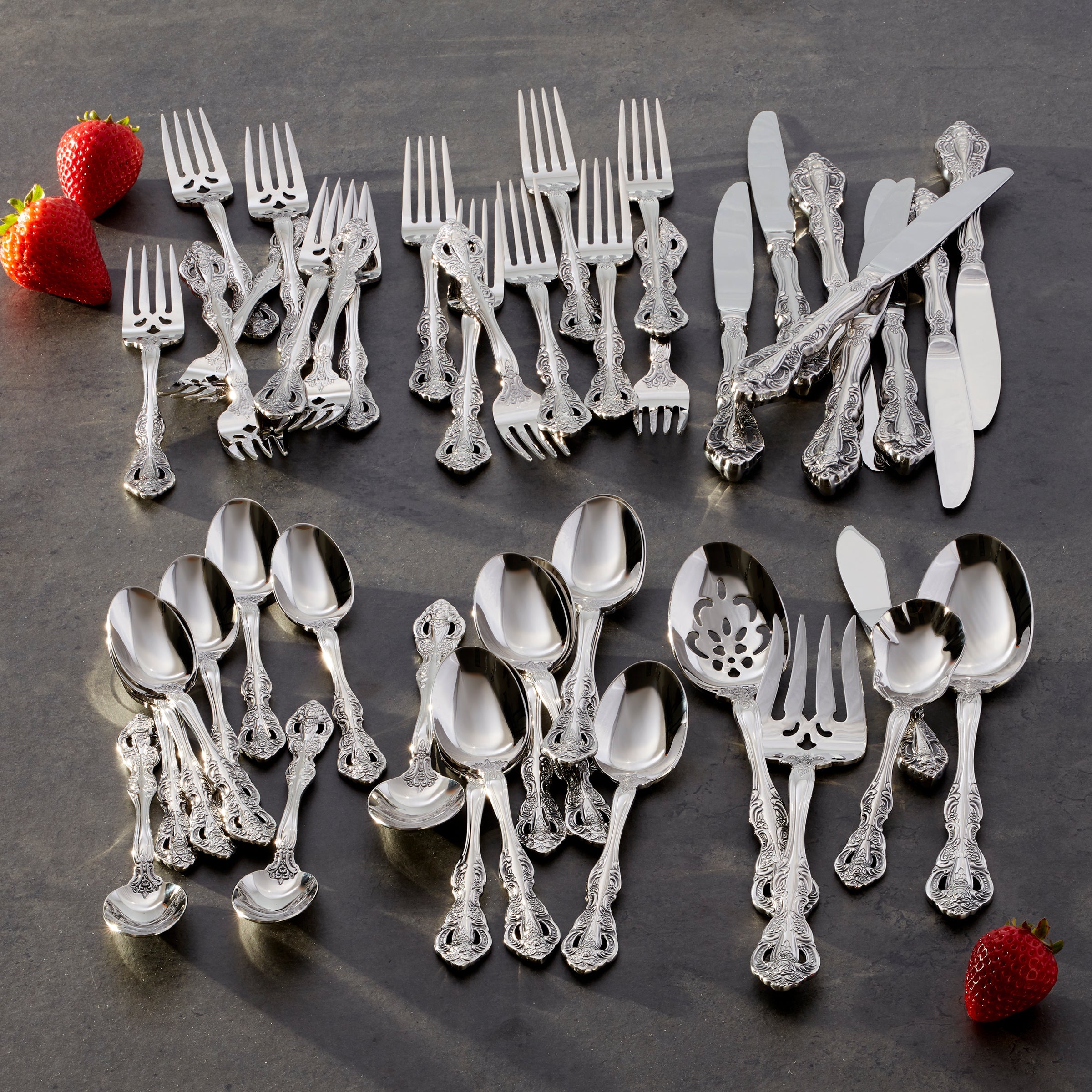 Michelangelo 45-Piece Stainless Steel Flatware Set - Elegant Dinnerware for 8, Perfect for Weddings, Holidays & Formal Dining