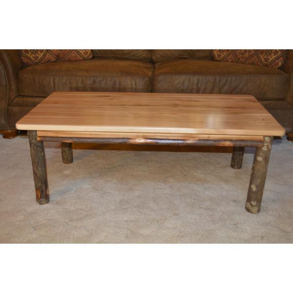 Solid Hickory Wood Coffee Table - Rustic Farmhouse Style Living Room Furniture for Home Decor & Relaxation