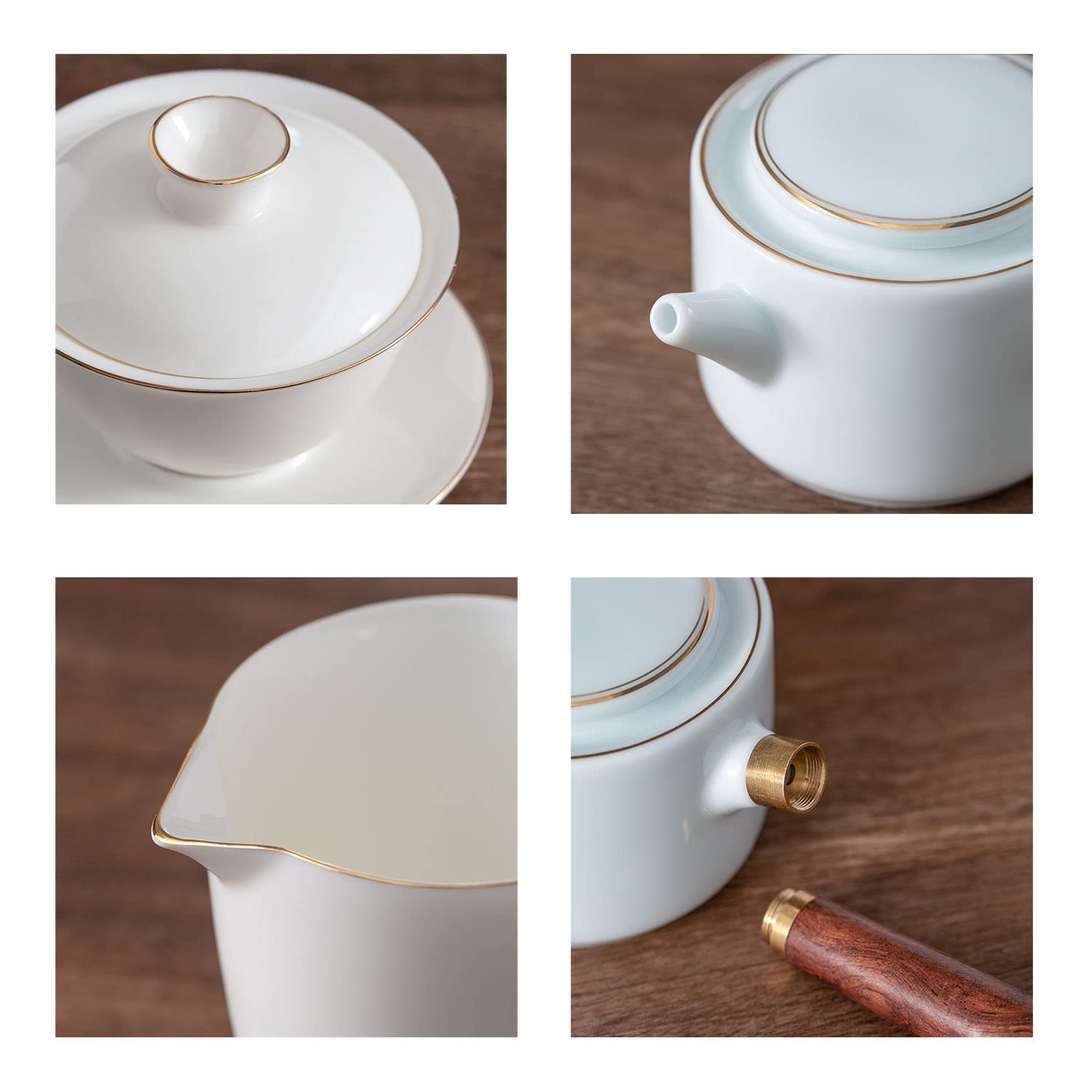 Premium White Porcelain Tea Set - Portable Travel Ceramic Tea Cups with Carrying Case - Chinese Gongfu Tea Service for 4 - Perfect for Weddings, Camping & Home Tea Ceremonies
