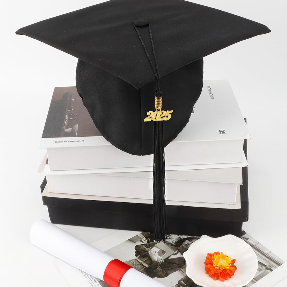 2025 Graduation Tassel with Gold Charms - Black Cap Tassel for High School & College Graduation Ceremonies - Perfect Graduation Accessory for 2025 Graduates - Commencement, Diploma, and Graduation Party Decor