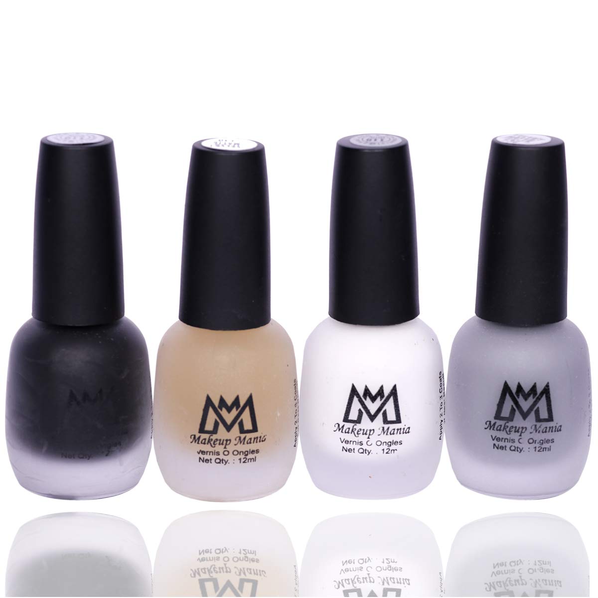 Makeup Mania 4-Piece Velvet Matte Nail Polish Set - 12ml Each, Long-Lasting Multicolor Nail Paint (Set #70) for Parties, Weddings & Everyday Wear