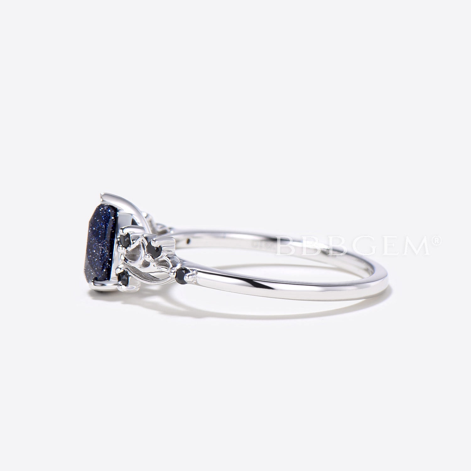 Sailor Moon Inspired Pear Cut Galaxy Blue Sandstone Engagement Ring - 7 Stone Wedding Band for Anime Lovers, Cosplay & Unique Proposal Jewelry Gift
