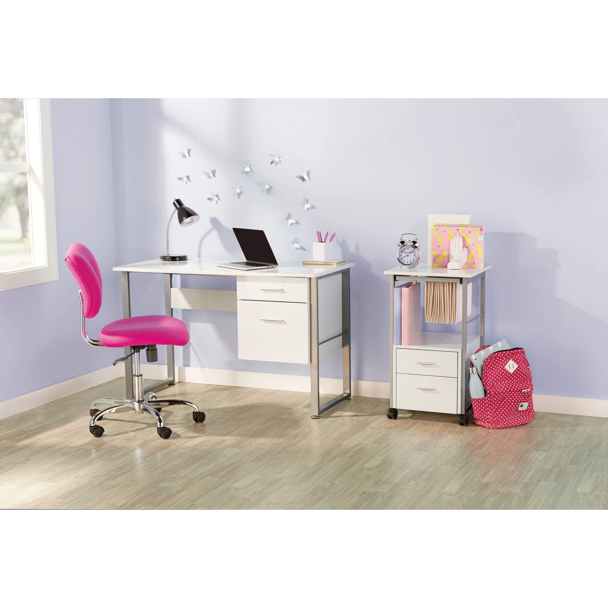 Realspace® Halton 48-Inch Wide White Computer Desk for Home Office, Gaming & Study - Modern Workstation with Durable Surface & Spacious Design
