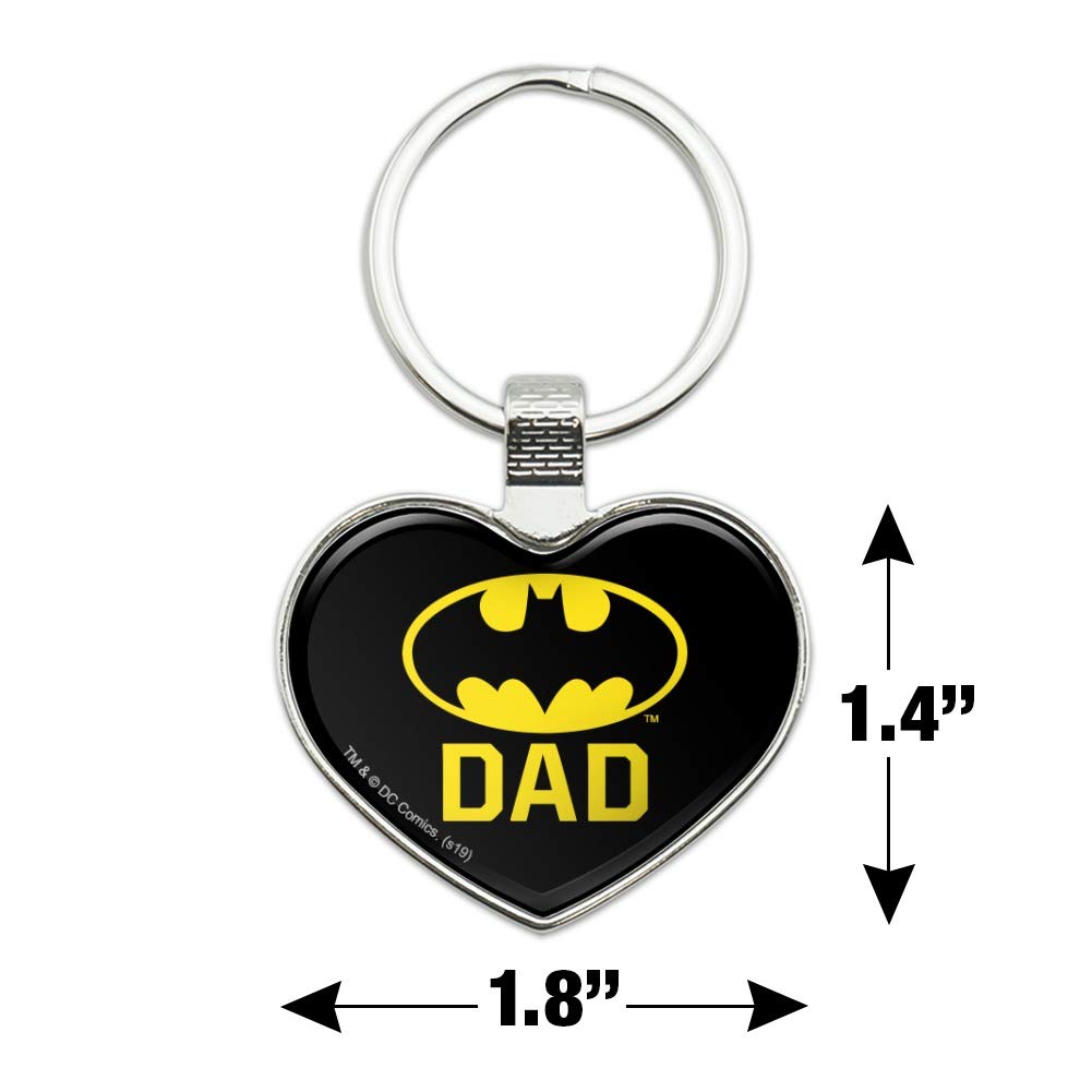 Batman Bat Dad Shield Logo Keychain - Heart Love Metal Key Ring for Keys, Gifts & Collectibles - Perfect for Batman Fans, Fathers Day & Superhero Enthusiasts