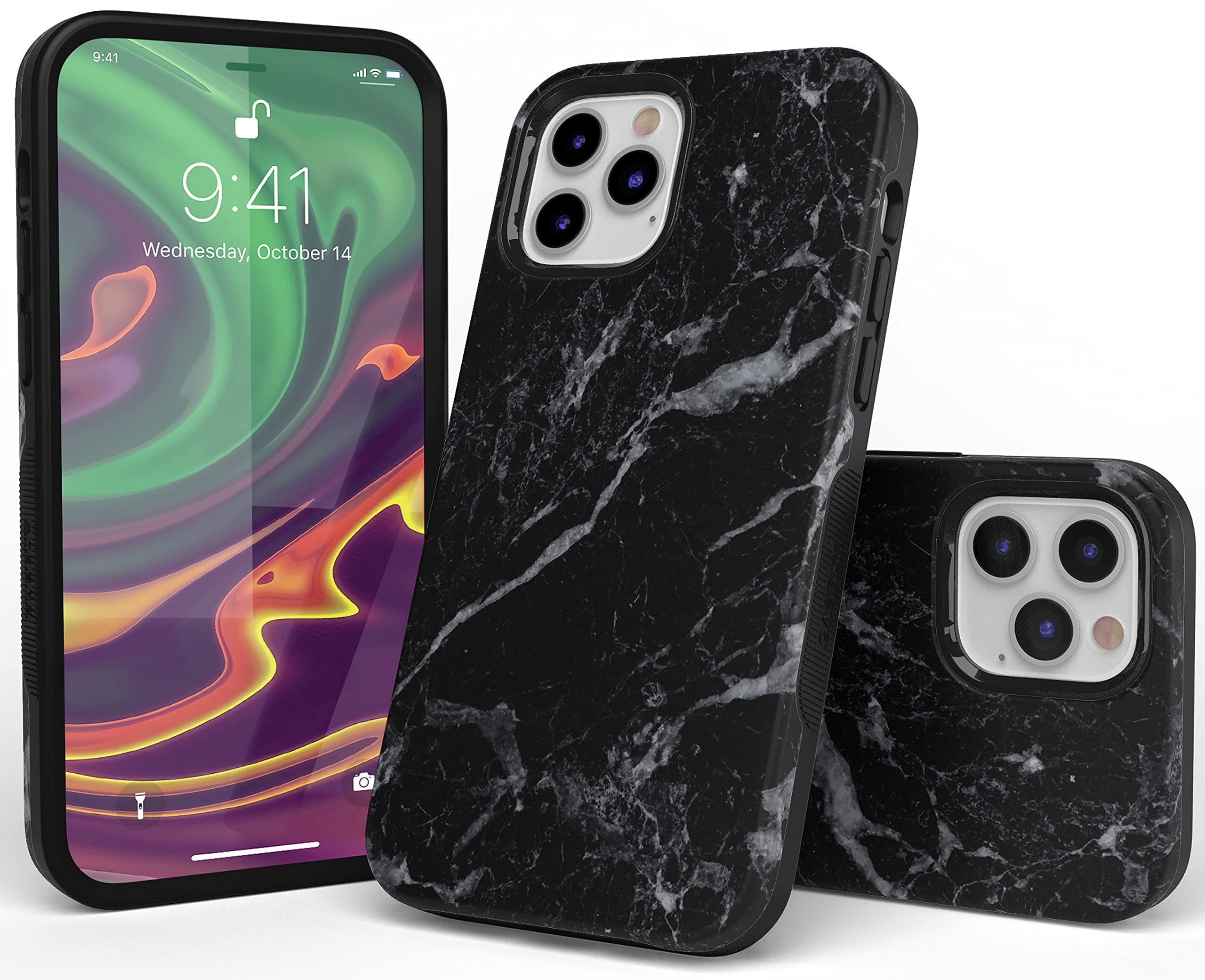 Casely iPhone 12 Pro Max Case with MagSafe - Premium Black Marble Protective Cover | Slim Fit, Shockproof & Wireless Charging Compatible | Perfect for Work, Travel & Everyday Use