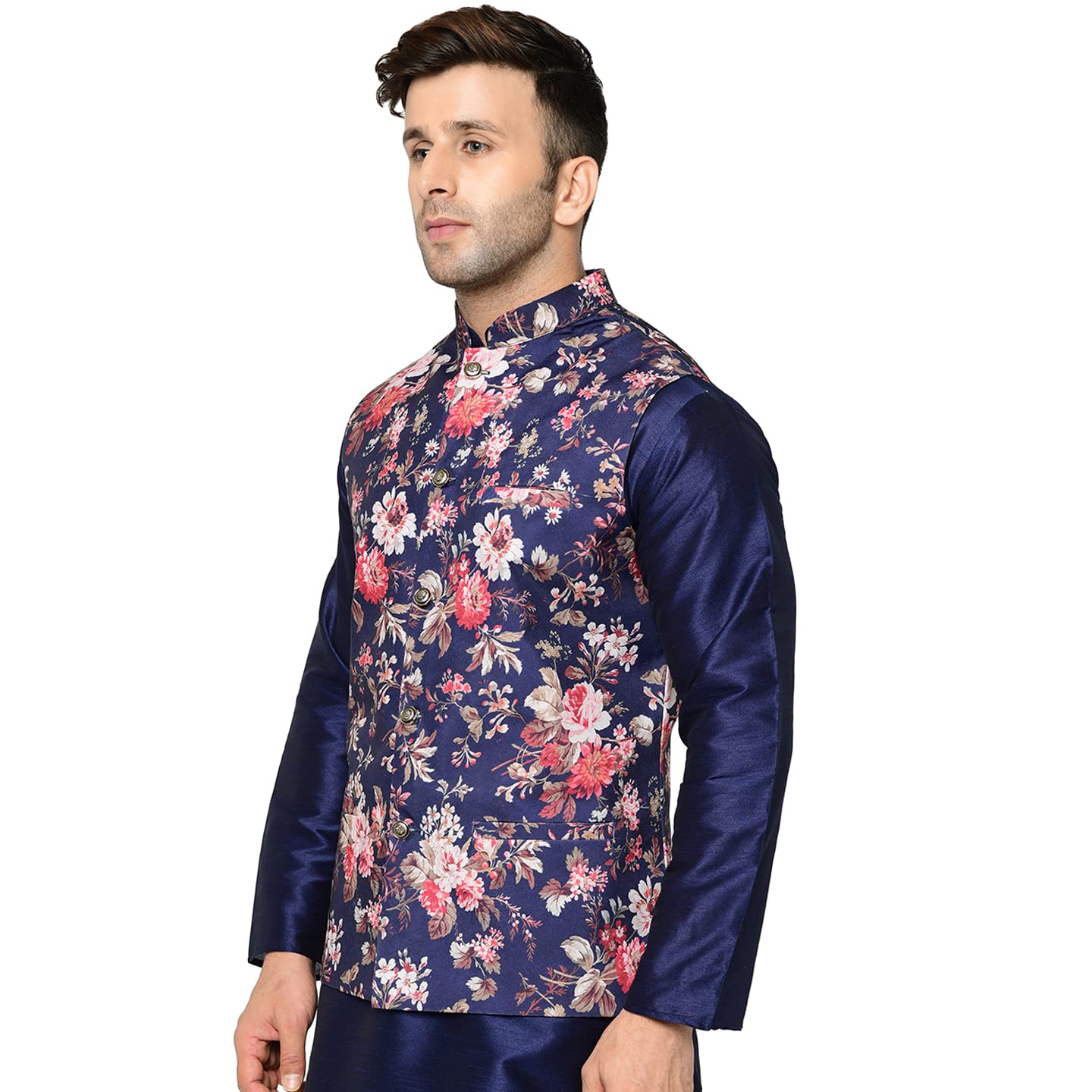 Premium Silk Kurta Pajama Set for Men - Indian Traditional Wedding Outfit with Printed Vest Coat | Elegant Ethnic Wear for Festivals, Parties & Special Occasions