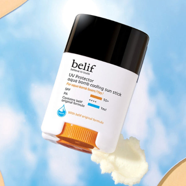 Belif UV Protector Aqua Bomb Cooling Sun Stick SPF50+ PA++++ 14g - Hydrating Sunscreen Stick for Face, Oil-Free & Non-Greasy - Perfect for Outdoor Activities, Beach & Daily Sun Protection