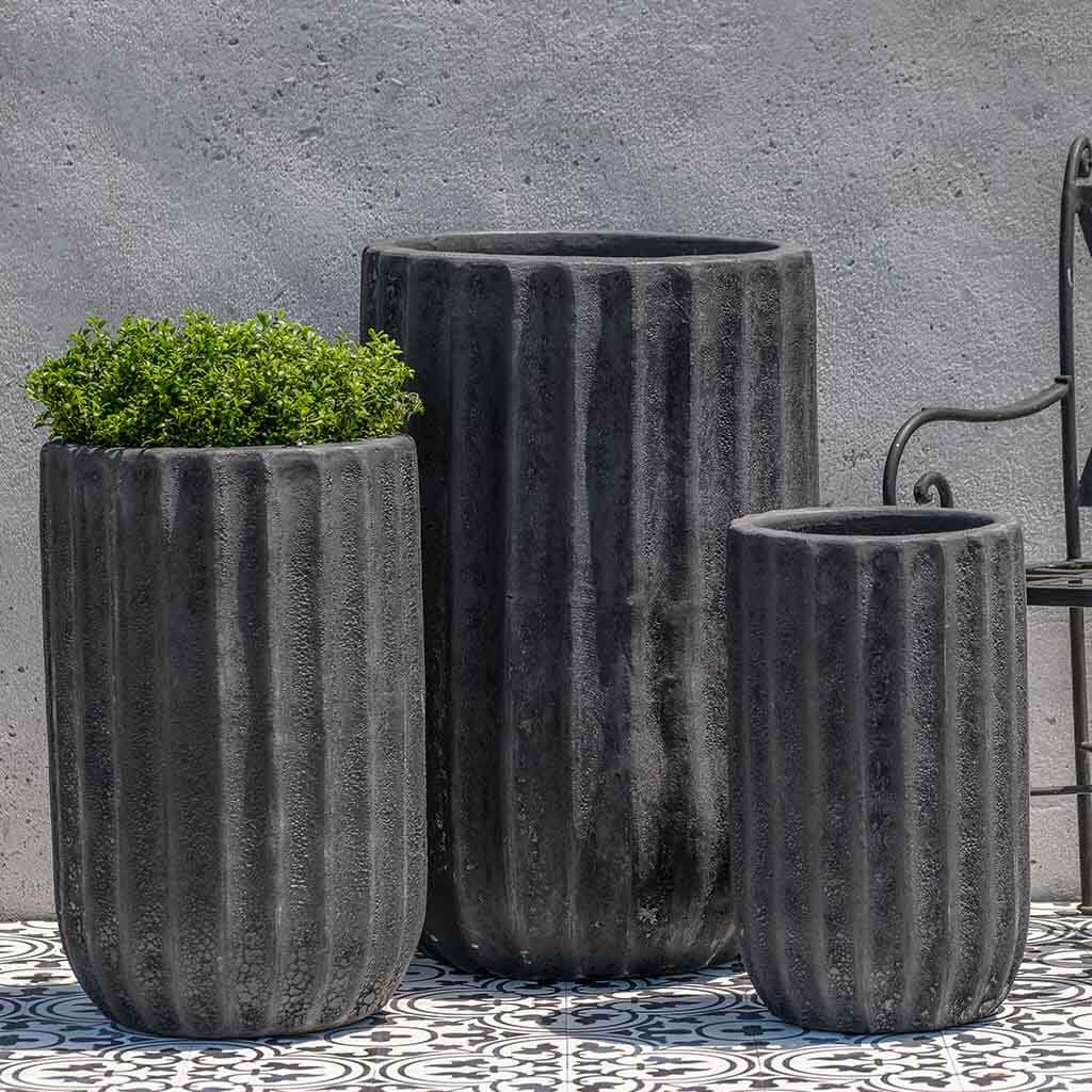 Campania International Maris Tall Planter Set of 3 - Volcanic Coral Outdoor Flower Pots for Patio, Garden & Home Decor - Modern Plant Containers for Succulents, Herbs & Indoor Plants