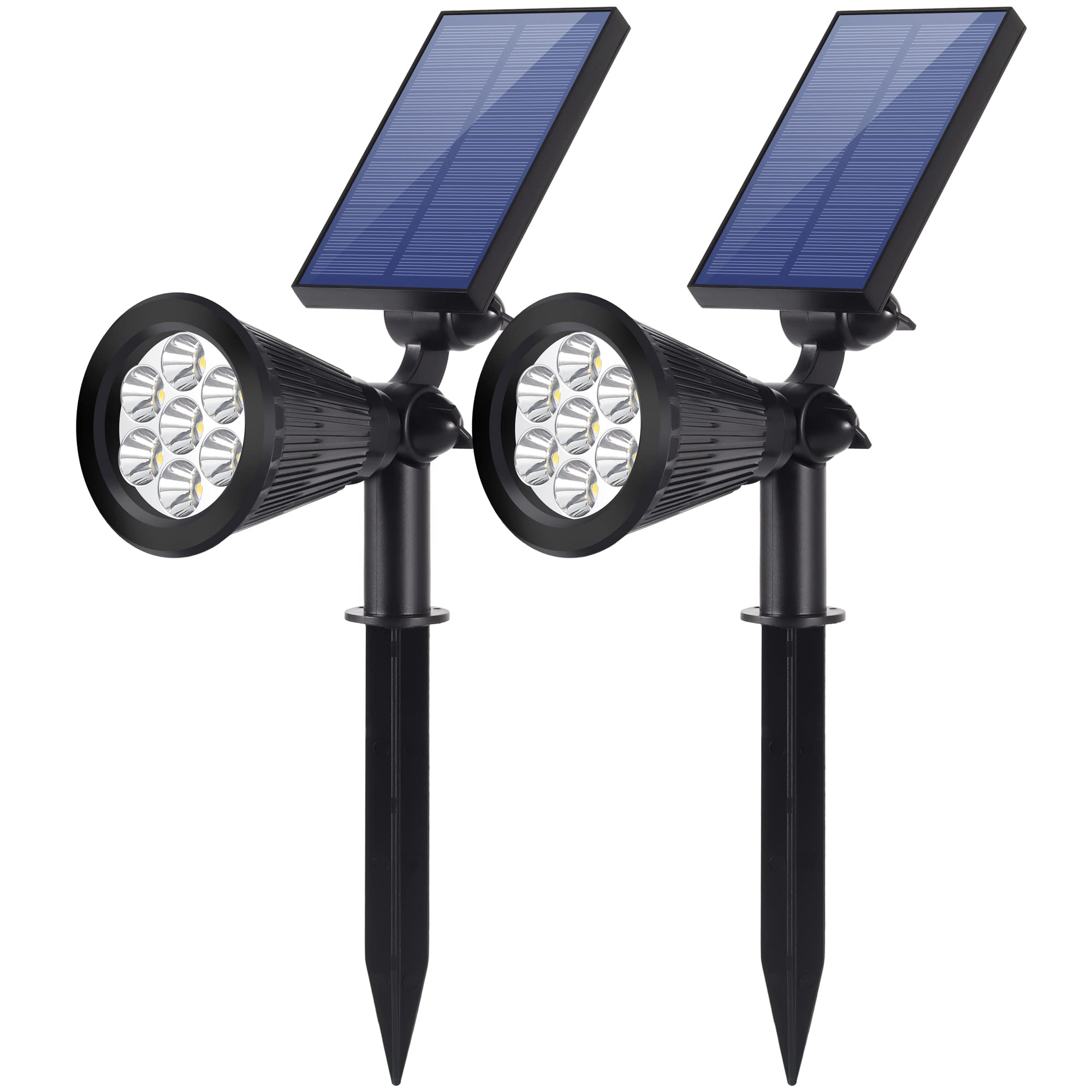 Solar Landscape Spotlights Outdoor - Auto On/Off with 2 Brightness Modes, IP65 Waterproof Solar Wall Lights, Wireless Solar Spotlights for Yard, Garden, Porch, Pathway (2 Pack, Cold White) - Perfect for Landscape Lighting, Patio Decor & Nighttime Safety