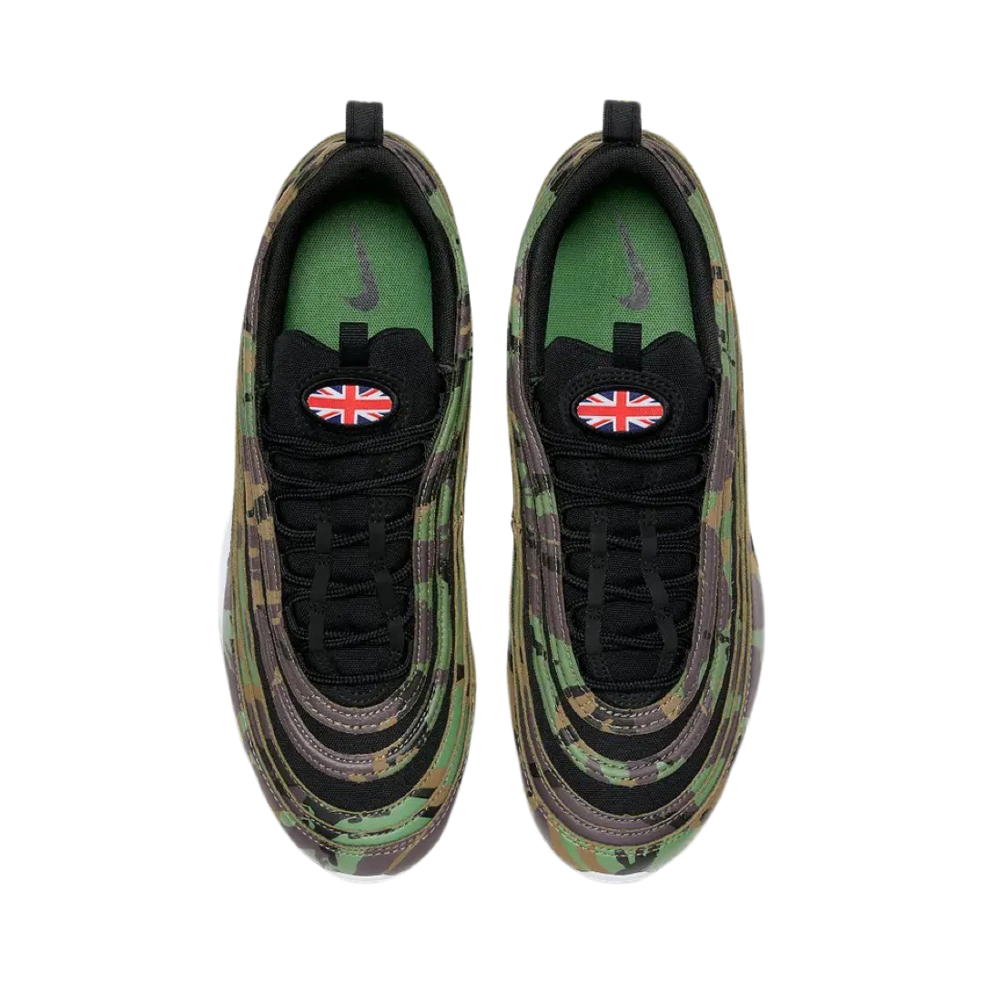 Nike Air Max 97 Premium QS 'Country Camo UK' Sneakers in Raw Umber, Fortress Green & Black - Running, Gym & Casual Wear for Men
