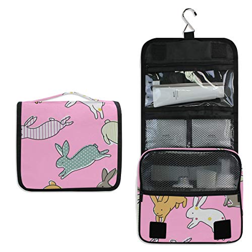 Waterproof Hanging Travel Toiletry Bag for Women - Rabbit Cosmetic Makeup Organizer Pouch | Perfect for Camping, Gym & Vacation Trips