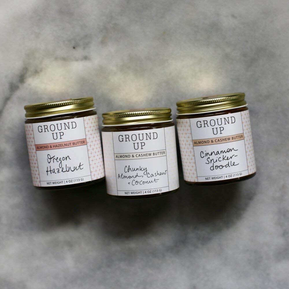 GROUND UP PDX Chunky Nut Butter - Almond & Cashew Butter Spread - Peanut-Free, Dairy-Free, Gluten-Free, Vegan Snack - Trio Tasting Flight - Perfect for Toast, Smoothie Bowls & Healthy Snacking
