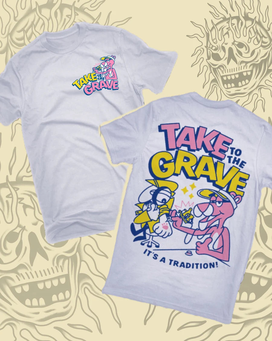 Take To The Grave It's A Tradition T-Shirt | Vintage Gothic Graphic Tee | Funny Sarcastic Shirt for Men & Women | Perfect for Halloween, Concerts, and Dark Humor Lovers