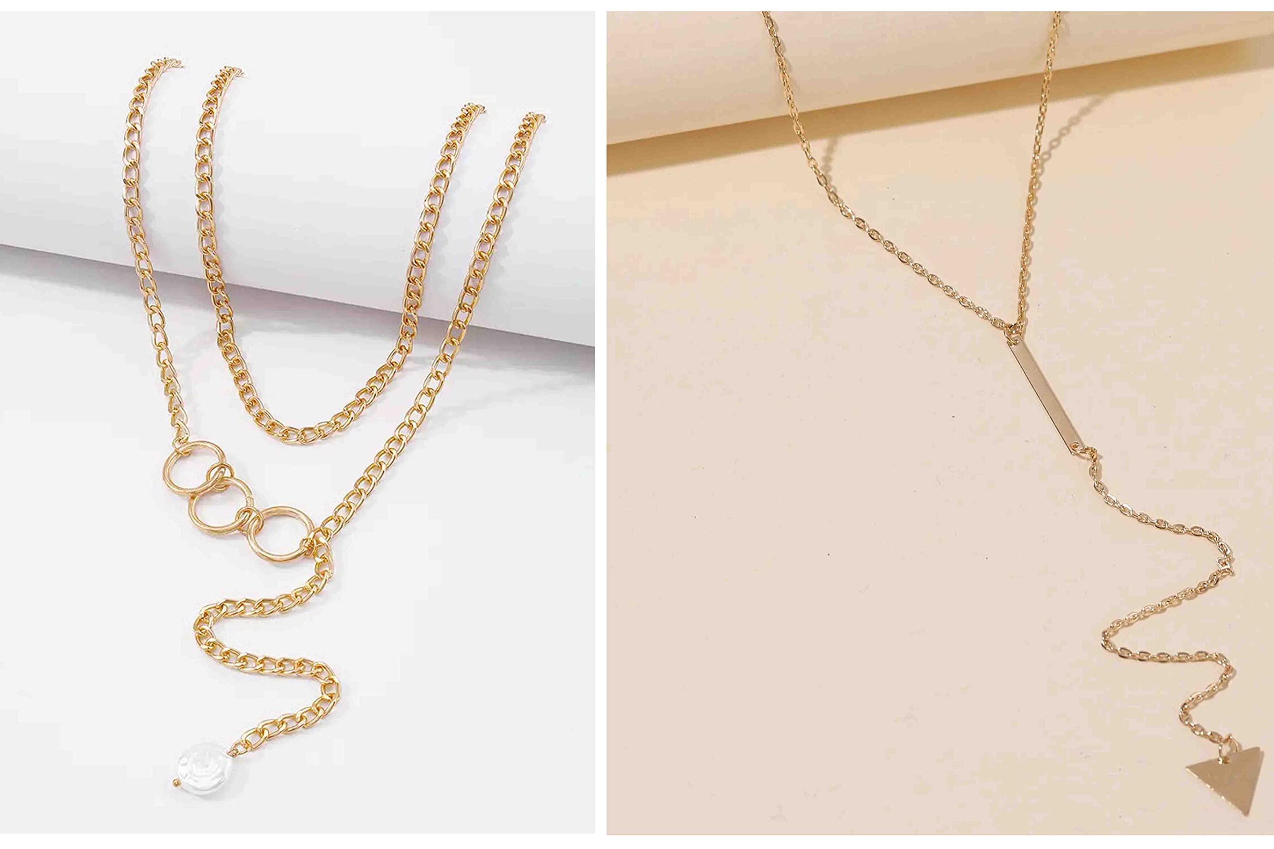 Elegant Triangle Necklace with Triple Circle Pendant for Women & Girls | Trendy Layering Jewelry for Everyday Wear, Parties & Gifts