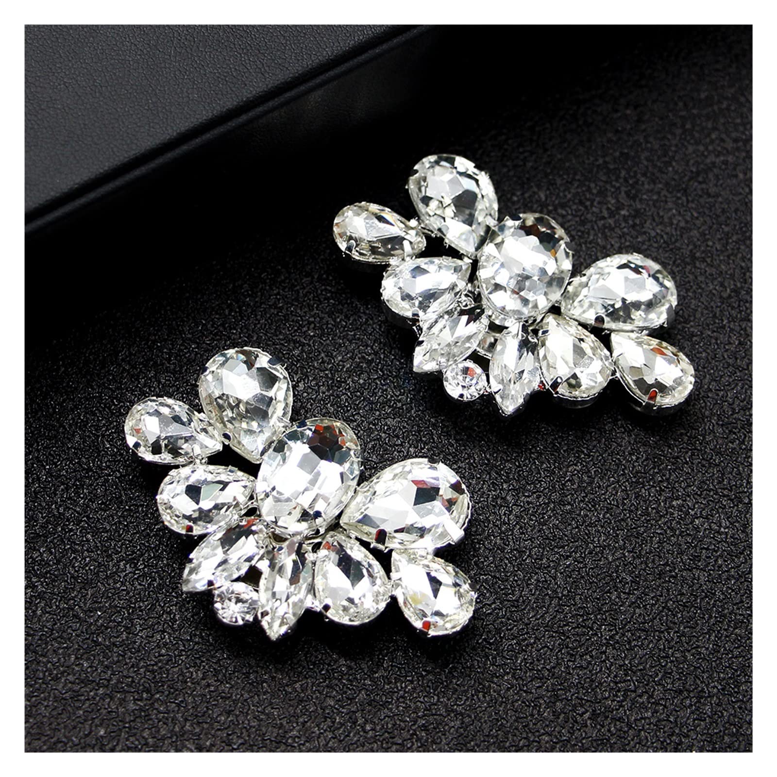 2 Pairs Rhinestone Shoe Clips for Women - Elegant Wedding Heel Charms, Bride Shoe Decorations (5.5x3.5cm) - Perfect for Bridal Shoes, Prom, Evening Gowns & Special Occasions