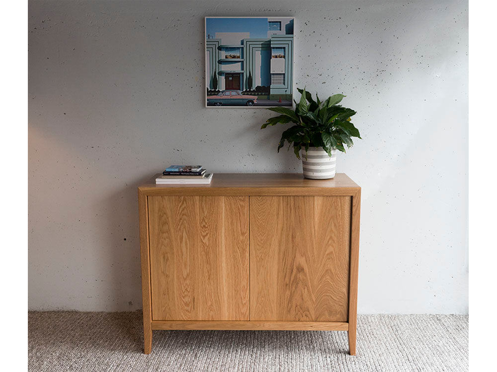 Attra 2 Door Oak Buffet Cabinet - Solid Wood Sideboard for Dining Room Storage & Display