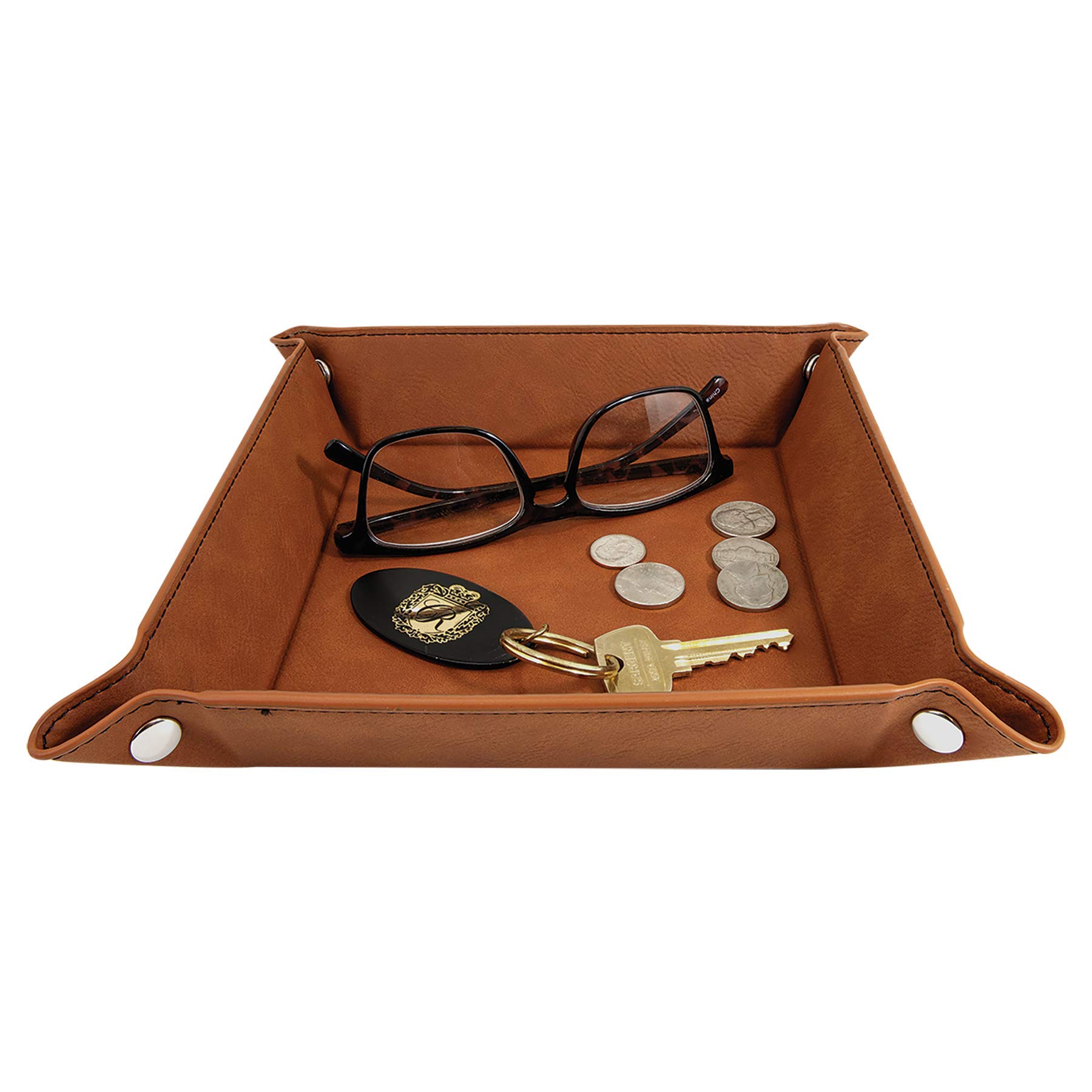 Personalized Leather Valet Tray for Men - Nightstand Organizer & Everyday Carry Tray - Perfect Key Holder and Gift for Dad, Husband, Boyfriend - Ideal for Bedroom, Office, or Travel Use