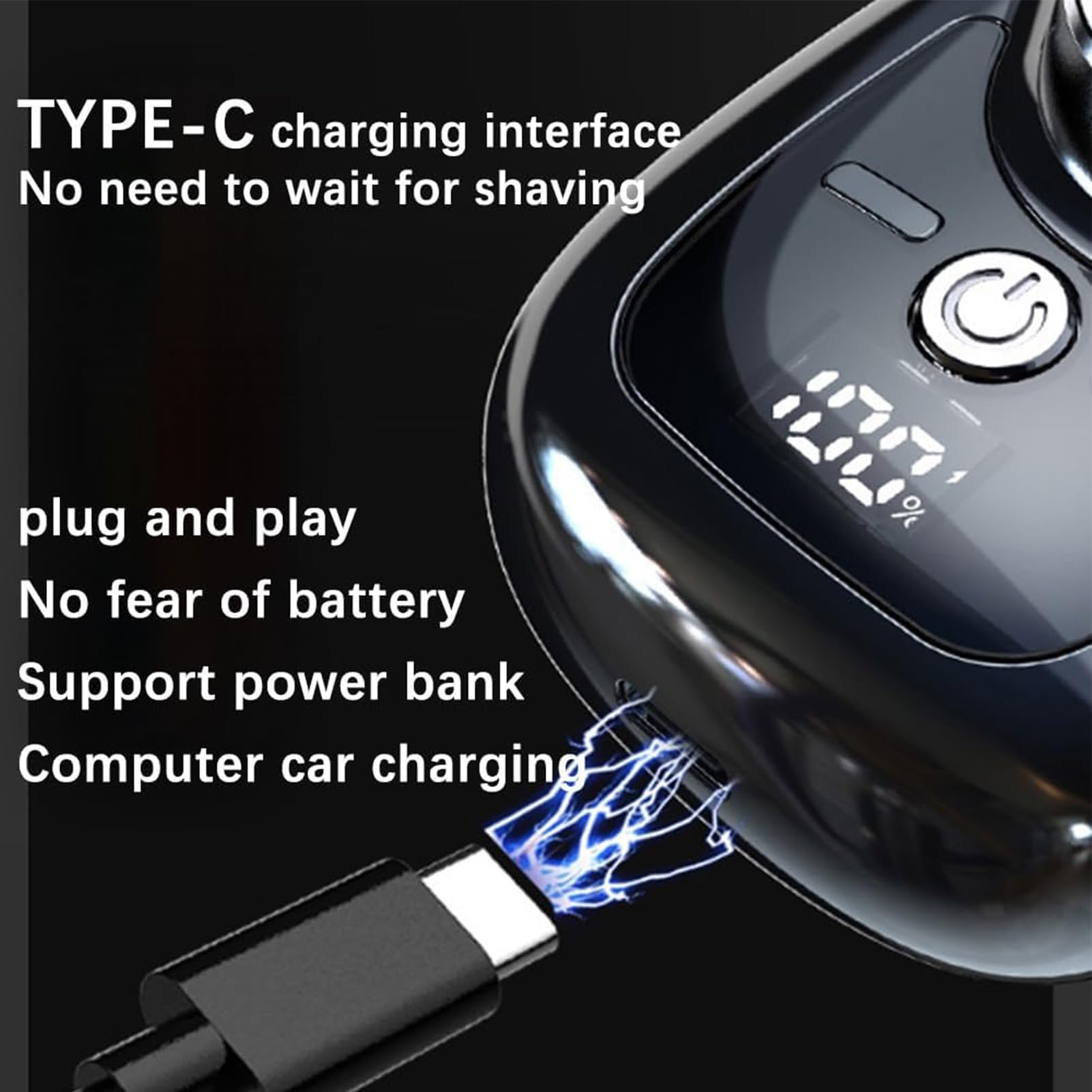 Premium 3-Blade Digital Display Electric Shaver with Original Stone - Rechargeable Men's Facial Hair Trimmer for Travel & Daily Grooming - Silver (Ideal for Home, Office & Gym Use)