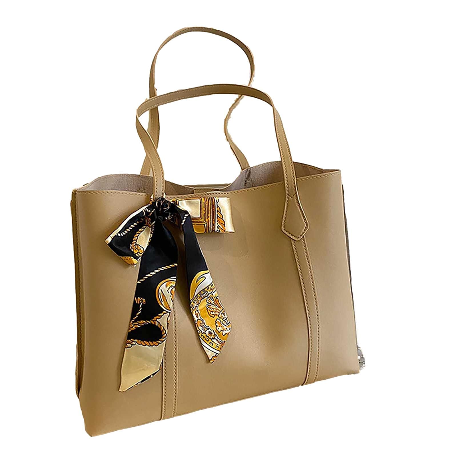 Stylish PU Leather Tote Bag for Women - Large Capacity Shoulder Handbag with Silk Scarf | Perfect for Work, Travel & Shopping (Louznse)